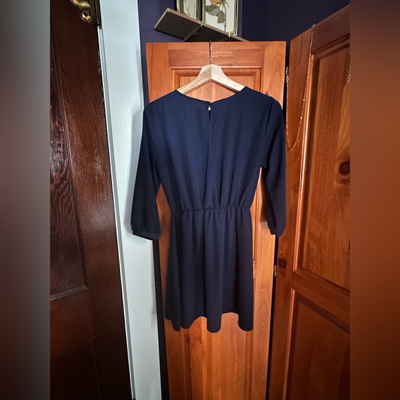 Navy Lush Mini Dress with 3/4 length Sleeves - Picture 5 of 5